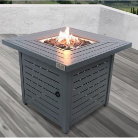 25" H Steel Outdoor Fire Pit Table with Lid ( Grey )