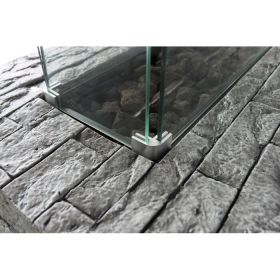 Concrete Propane/Natural Gas Fire Pit Table with Glass