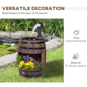 23" H Outdoor Water Fountain Wood and Plastic Rustic Apple Barrel Pump Garden Decor for Outside Backyard