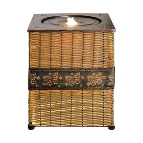 Indoor Rattan Water Fountain with LED Light - 17 inch High Floor Zen Fountain for Home, Living Room, Yoga Room, Office and Porch Decor