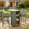 5-piece outdoor bar counter, outdoor tables and chairs, gray