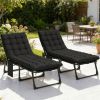Folding recliner, sun chair, outdoor chair, courtyard chair 2-piece set, black