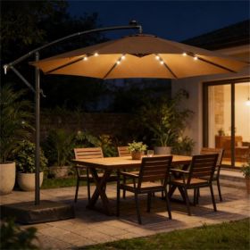 Terrace Umbrella, Outdoor Umbrella, Courtyard Umbrella, Tan (with Base)