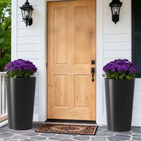 2 Pack Tall 21.7 in Planters for Outdoor Plants Modern Tall Square Planter Box Indoor Outdoor Porch Patio Flower Pot Modern Big Tapered Matte Tree Fl