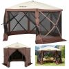 Gazebo Screen Tent, 12 x 12 ft, 6 Sided Pop-up Camping Canopy Shelter Tent with Mesh Windows, Portable Carry Bag, Ground Stakes, Large Shade Tents fo