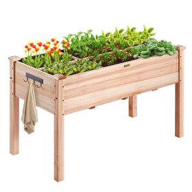 Raised Garden Bed, 3.9 x 1.9 x 2.5 ft Wooden Planter Box, Elevated Outdoor Planting Boxes with Legs, for Growing Flowers/Vegetables/Herbs in Backyard