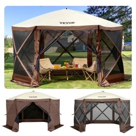 Gazebo Screen Tent, 10 x 10 ft, 6 Sided Pop-up Camping Canopy Shelter Tent with Mesh Windows, Portable Carry Bag, Ground Stakes, Large Shade Tents fo