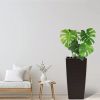 Pack of 2 Brown Color Square Planter 22-Inch High Faux Rattan Design Flower Pot with Automatic Watering System for Porch Patio Backyard Makes Keeping