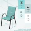 Turquoise 2 Pack Stackable Patio Dining Chairs, Ergonomic Steel Frame Breathable Fabric Outdoor Chairs 330 LBS Capacity