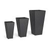 Set of 3 PP Rattan Wicker Planters with Metal Frame & Inner Pots, Stackable Tall Plant Pots for Indoor Outdoor