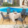 Gray 2 Pack Stackable Patio Dining Chairs, Ergonomic Steel Frame Breathable Fabric Outdoor Chairs 330 LBS Capacity