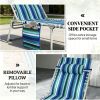 2-piece set of sunbathing chairs, folding chairs, outdoor lounge chairs, sun chairs, blue stripe