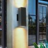 2-Pack Outdoor Wall Sconce, Modern Up and Down Weatherproof Wall Light, Black Aluminum Exterior Wall Mount Light Fixture, Ideal for Porch, Patio, Gar