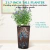 2 Pack Tall 21.7 in Planters for Outdoor Plants Modern Tall Square Planter Box Indoor Outdoor Porch Patio Flower Pot Modern Big Tapered Matte Tree Fl