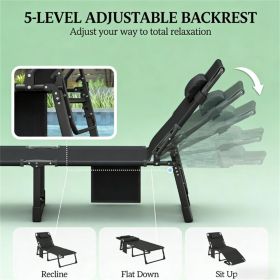 Folding recliner, sun chair, outdoor chair, courtyard chair 2-piece set