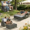 Sofa bed, outdoor sofa bed, outdoor lounge chair, gray