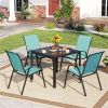 Turquoise 2 Pack Stackable Patio Dining Chairs, Ergonomic Steel Frame Breathable Fabric Outdoor Chairs 330 LBS Capacity