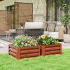 2 Piece Galvanized Raised Garden Bed, 2' x 2' x 1' Metal Planter Box, for Growing Vegetables, Flowers, Herbs, Succulents, Brown