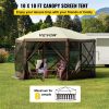 Gazebo Screen Tent, 10 x 10 ft, 6 Sided Pop-up Camping Canopy Shelter Tent with Mesh Windows, Portable Carry Bag, Ground Stakes, Large Shade Tents fo