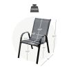 Gray 2 Pack Stackable Patio Dining Chairs, Ergonomic Steel Frame Breathable Fabric Outdoor Chairs 330 LBS Capacity