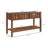 Raised Garden Bed, 47 x 22 x 31.5in Elevated Wood Planter Box with Storage Shelf, Drainage Holes and Liner, Carbonized