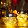 Solar Lantern Crackle Glass Ball, 2 Pack Garden Hanging Solar Lights Outdoor Waterproof Lanterns with 30 Warm White LED for Outdoor Decor Patio Yard