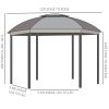 Brown Steel Gazebo Paradise: 12x12 Party Tent with Double Roof, Curtains & Netting