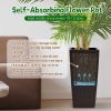 Pack of 2 Brown Color Square Planter 22-Inch High Faux Rattan Design Flower Pot with Automatic Watering System for Porch Patio Backyard Makes Keeping
