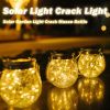 Solar Lantern Crackle Glass Ball, 2 Pack Garden Hanging Solar Lights Outdoor Waterproof Lanterns with 30 Warm White LED for Outdoor Decor Patio Yard