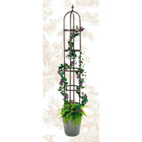 60-inch Steel Outdoor Garden Trellis Obelisk (Color: Bronze Finish)