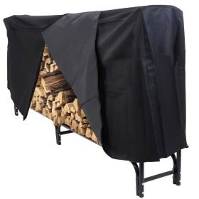 Indoor/Outdoor Black Metal Firewood Rack with Cover (size: 8 Ft)