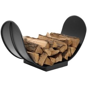 Indoor/Outdoor Curved Steel Firewood Log Storage Rack (Option: Black - 3 Ft)