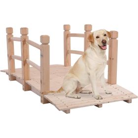 Outdoor Solid Wood 5-Ft Garden Bridge (Color: Natural Wood)