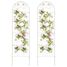 Set of 2- 6-ft Galvanized Steel Outdoor Garden Trellis in Metal Finish (Color: White)