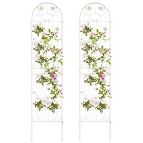 2 Pack - 7-ft Galvanized Steel Outdoor Garden Trellis in Metal Finish (Color: White)