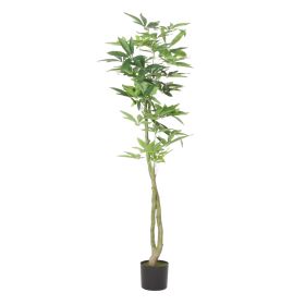 160CM ARTIFICIAL PACHIRA MACROCARPA (Color: green)