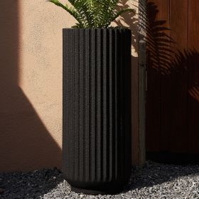 31.5 Inch Tall Roman Column Concrete Planter,Durable for All-Weather Use with Drainage Hole, Large Tall Round Planter for Outdoor and Indoor Plan (Color: Black)