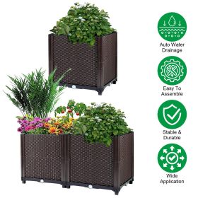 Raised Garden Bed Plant Growth Box with Self-watering System for Garden Patio Balcony Elevated Planter Box for Flowers Vegetables Herbs (size: L)