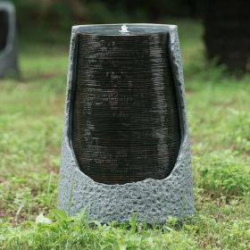 17x17x26" indoor outdoor Polyresin Water Fountain, Unique Broken Urn Fountain Chic Dynamic Modern Design with Light for Garden, Lawn, Backyard, P (Color: as Pic)