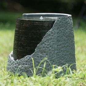 20x20x18" indoor outdoor Polyresin Water Fountain, Unique Broken Urn Fountain Chic Dynamic Modern Design with Light for Garden, Lawn, Backyard, P (Color: as Pic)