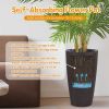 Set of 2 Faux Rattan Tall Planters Outdoor Indoor Large Planters with Water Level Monitor Inner Bucket, Automatic Watering, Flower Plant Pots for Gar