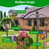 Outdoor Shepherds Hook Adjustable Height Metal Garden Hanger with 5-Prong Base & Double Hooks for Bird Feeders, Lanterns, Wedding Patio Decor  for Bi