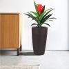Set of 2 Faux Rattan Tall Planters Outdoor Indoor Large Planters with Water Level Monitor Inner Bucket, Automatic Watering, Flower Plant Pots for Gar