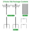Outdoor Shepherds Hook Adjustable Height Metal Garden Hanger with 5-Prong Base & Double Hooks for Bird Feeders, Lanterns, Wedding Patio Decor  for Bi